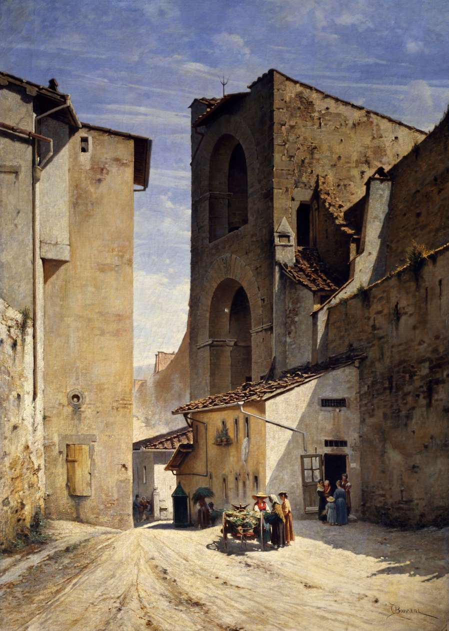 Porta San Niccolo i Firenze (olje på lerret) av Odoardo Borrani