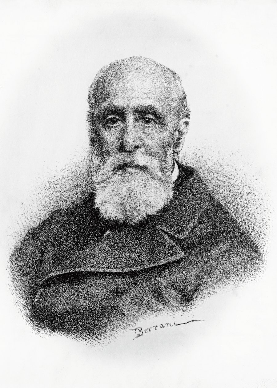 Portrett av Giovanni Ruffini (1807-1881), italiensk poet og patriot, litografi etter tegning av Odoardo Borrani (1833-1905) av Odoardo Borrani