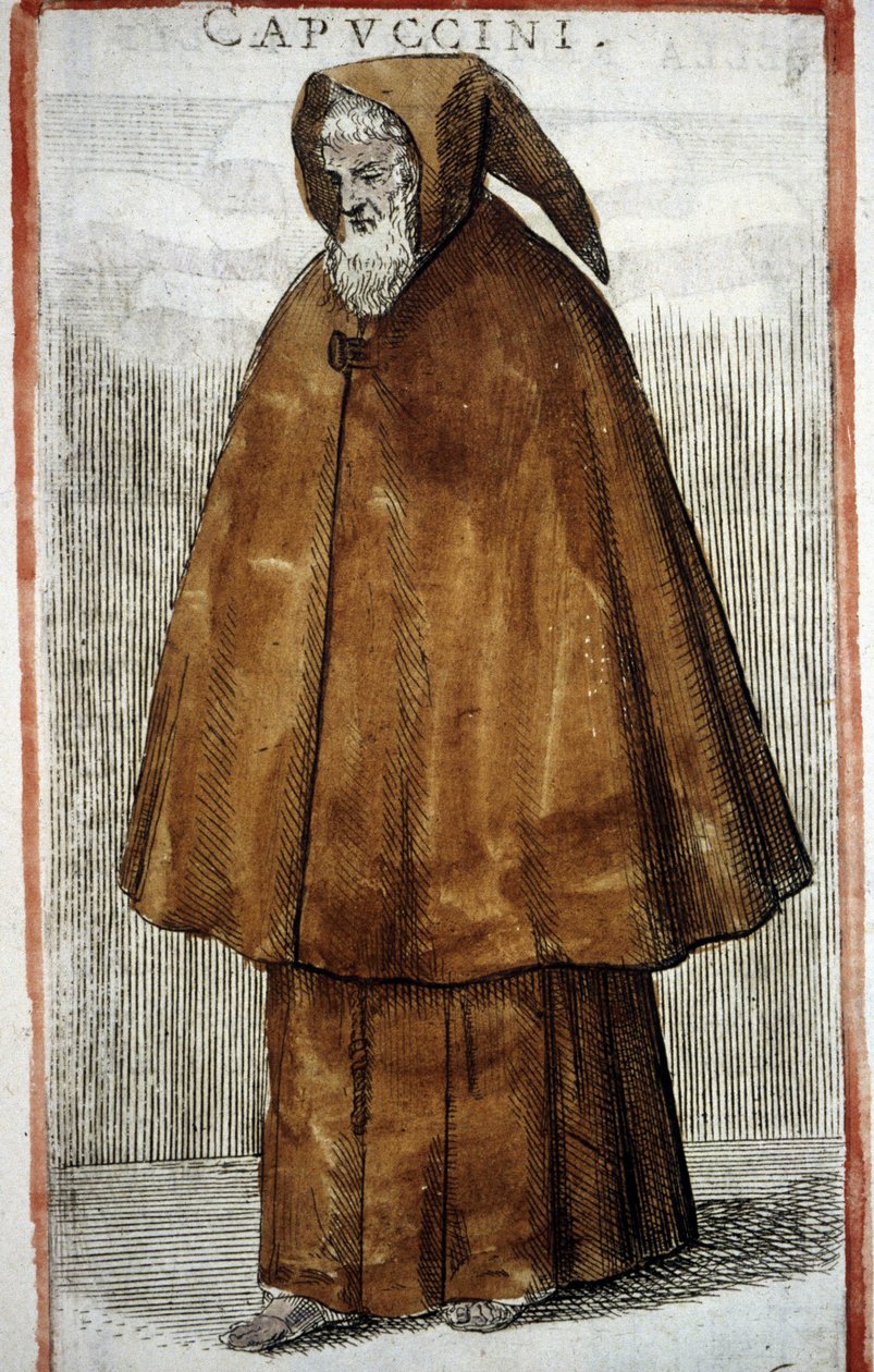 Religiøs orden: Kapusiner. 1500-talls gravering. av Odoardo Fialetti