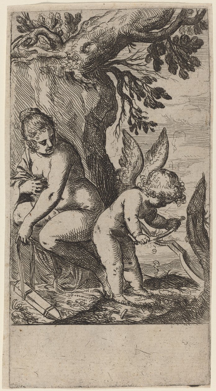 Venus med Amor som svirper buen av Odoardo Fialetti