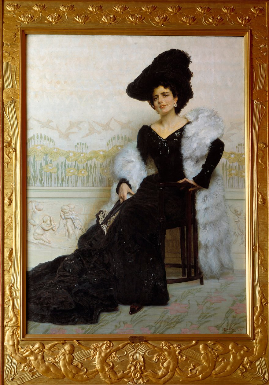 Portrett av Madame Agliano. Maleri av Edoardo Gelli (1852-1933), It. av Odoardo Gelli