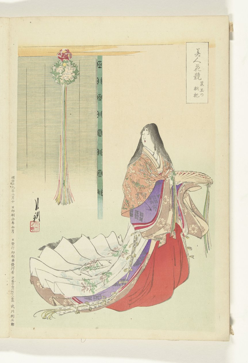 Heian ventedame Sammenligninger mellom skjønnheter og blomster (serietittel) Bijin hana kurabe (serietittel på objekt) av Ogata Gekko