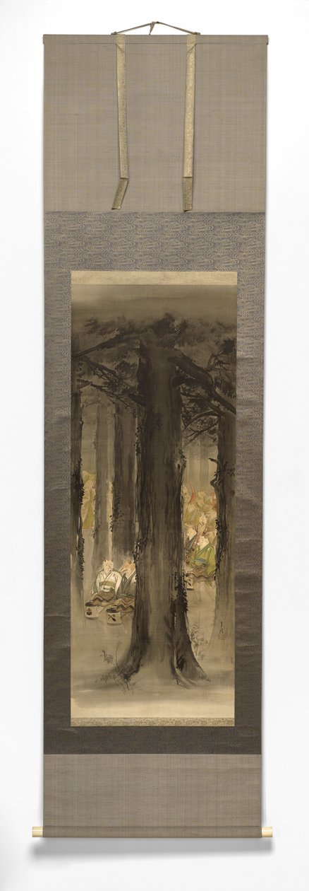 Kitsune No Yomeiri [Revens bryllup], slutten av 1800-begynnelsen av 1900-tallet (blekk på silkemontert papir med elfenbensrulle) av Ogata Gekko