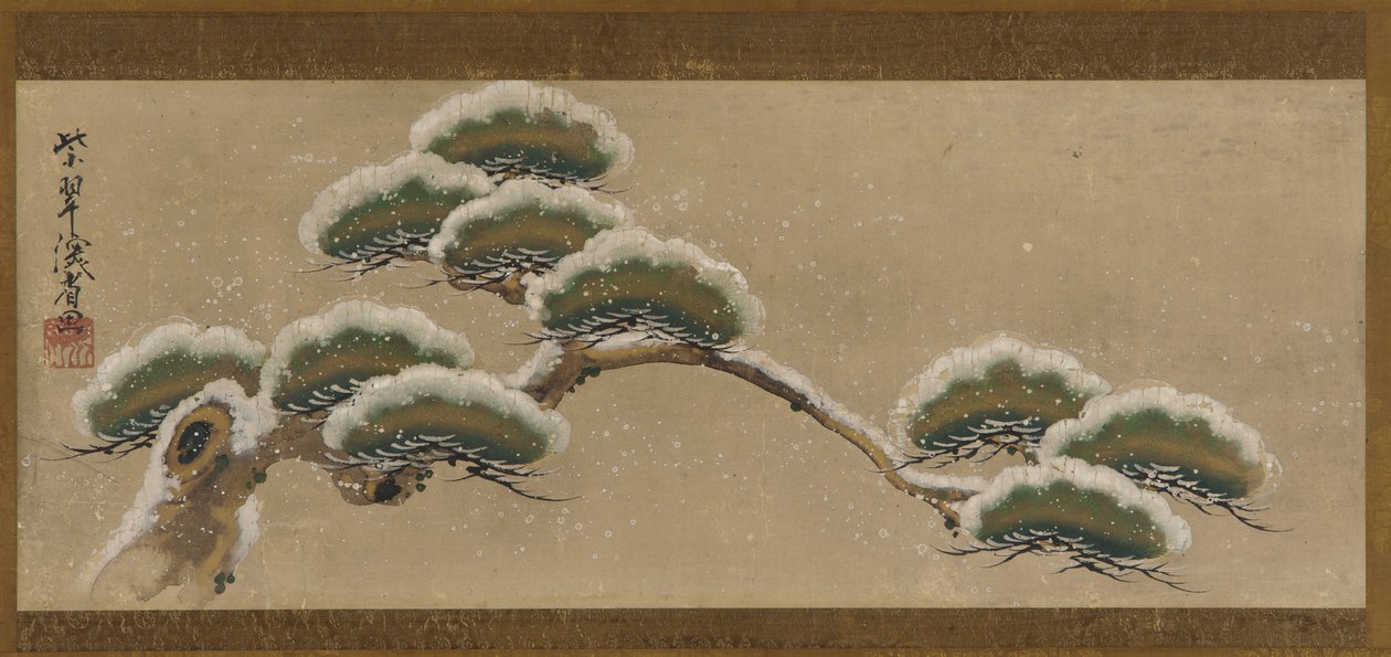 Snøkledde furugrener, Edo-perioden, 1700-tallet. av Ogata Kenzan