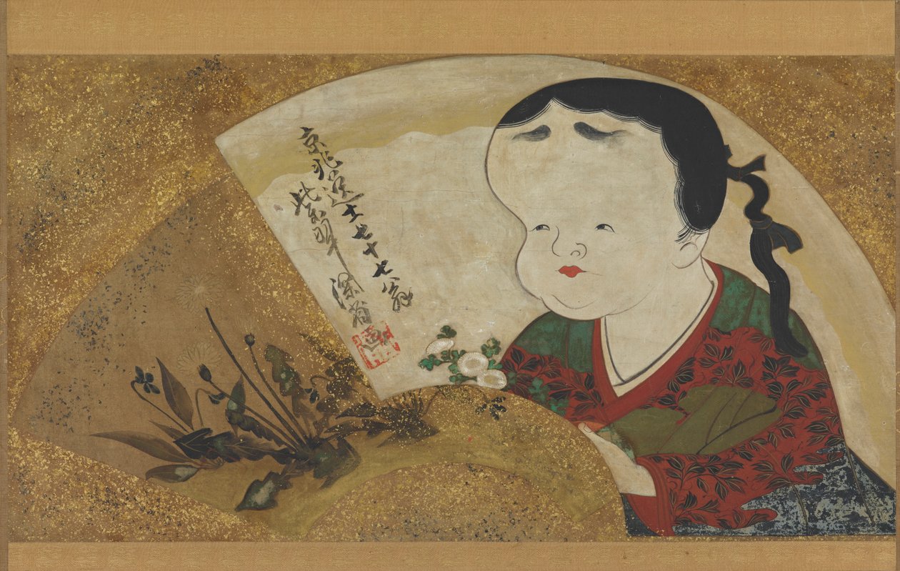 Uzume Okame og blomster, 1700-1800-tallet. av Ogata Kenzan