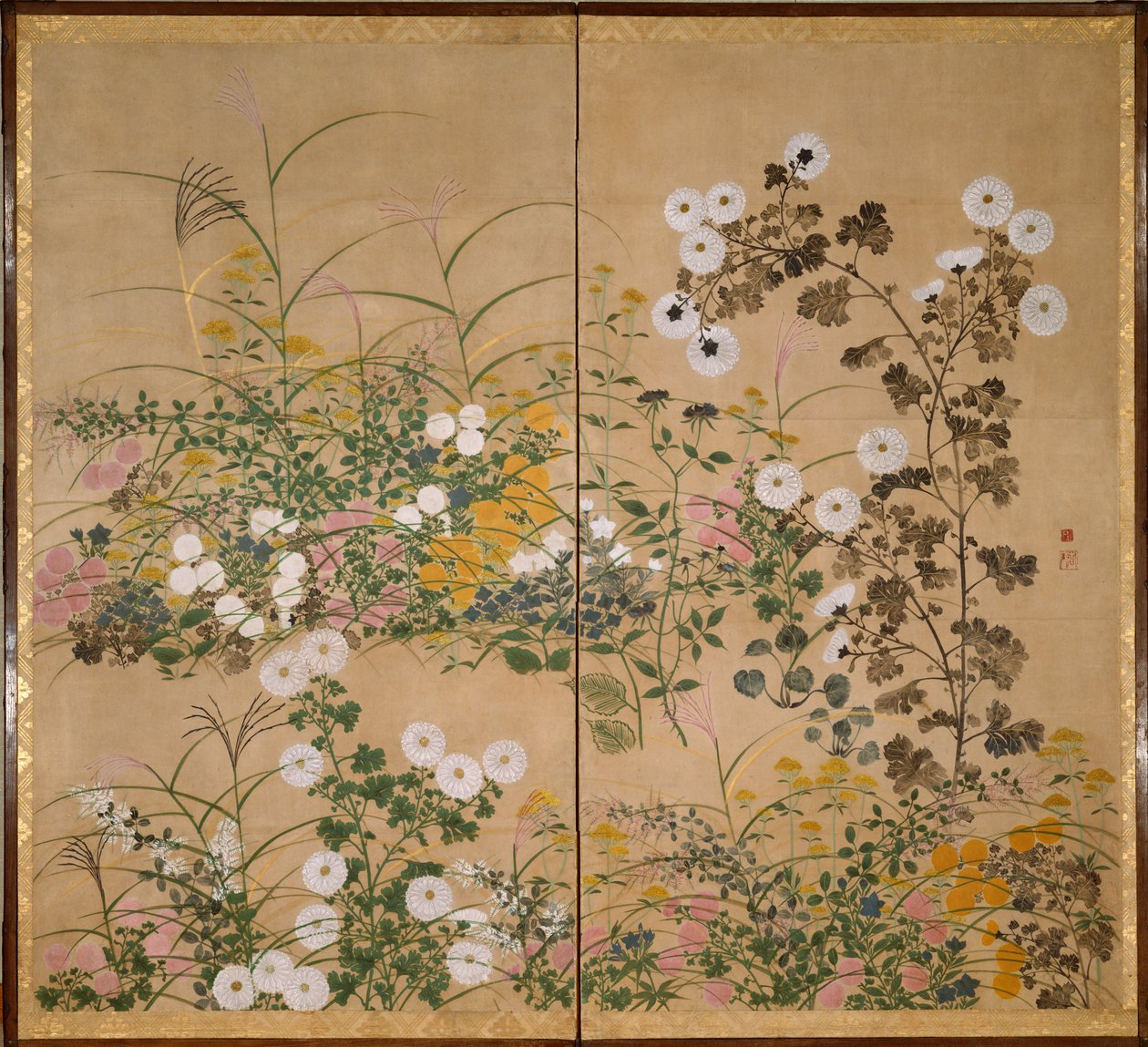 Blomstrende planter om høsten, 1700-tallet av Ogata Korin