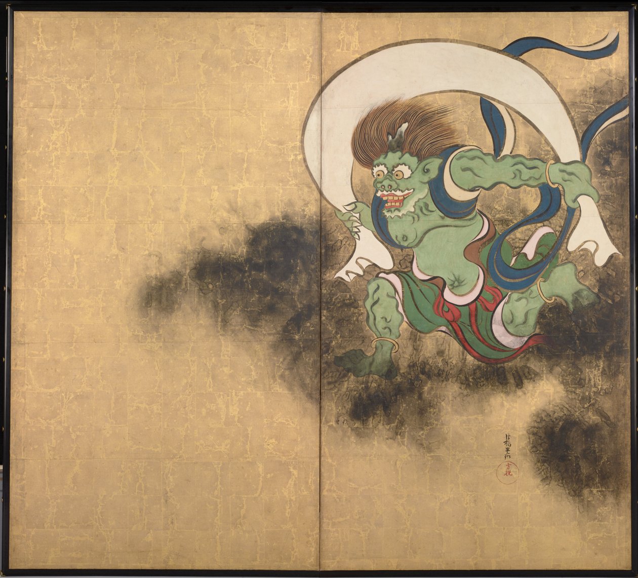 Vindguden Høyre del av en topanelsskjerm - Verk av Ogata Korin (1658-1716), akvarell og blekk på papir, tidlig 1700-tall, japansk kunst, østlig mytologi - Tokyo nasjonalmuseum, Japan av Ogata Korin