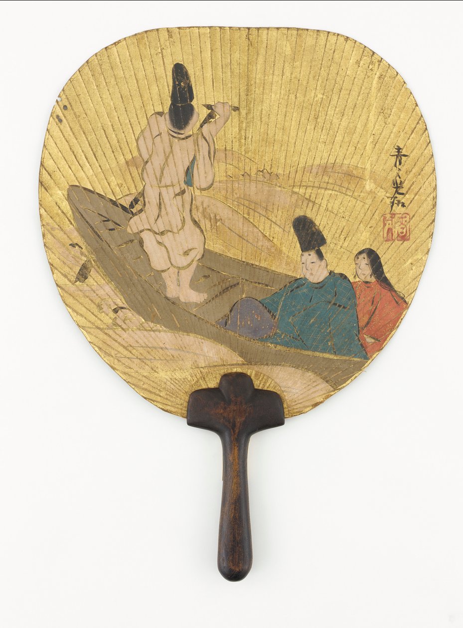Narihira krysser Sumida-elven, Edo-perioden, sent på 1600- og begynnelsen av 1700-tallet. av Ogata Korin