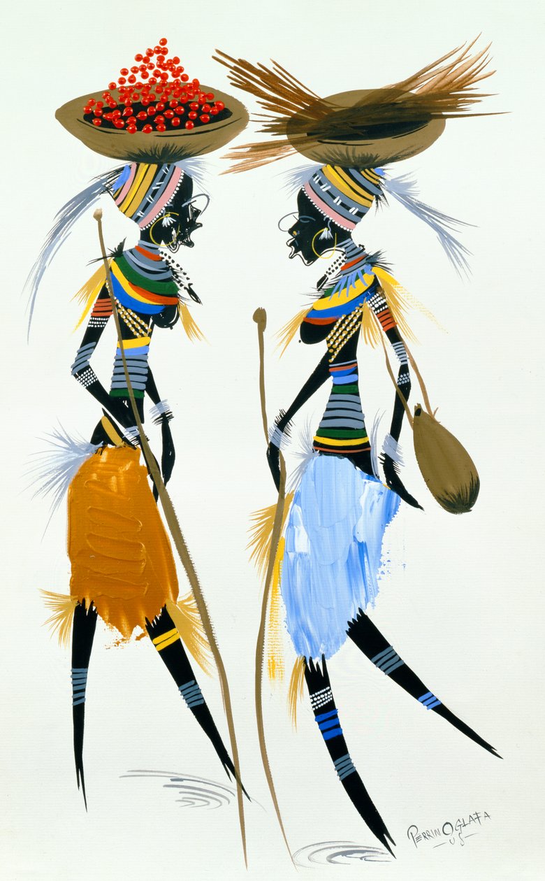 Black Models, 2008 (akryl og gouache på papir) av Oglafa Ebitari Perrin