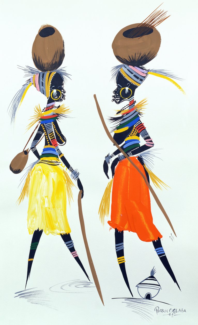 Black Models, 2008 (akryl og gouache på papir) av Oglafa Ebitari Perrin