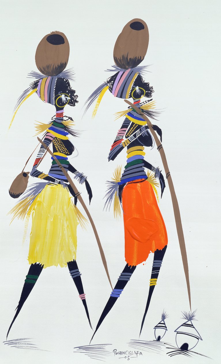 Black Models, 2008 (akryl og gouache på papir) av Oglafa Ebitari Perrin