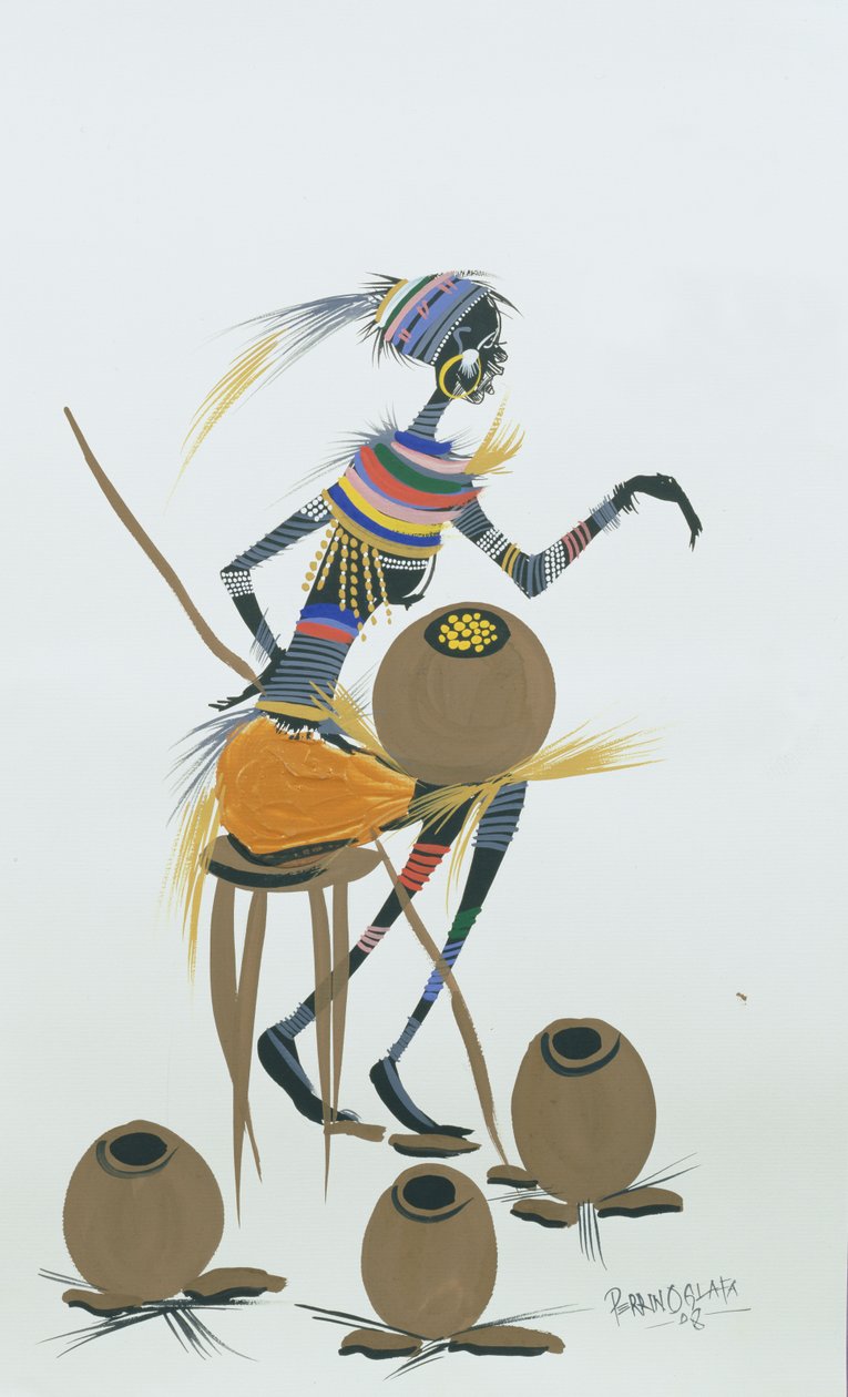 Livets gryter. 2008 (akryl og gouache på papir) av Oglafa Ebitari Perrin