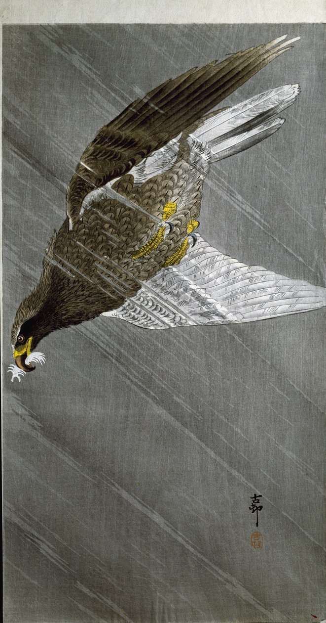 En ørn som dykker etter sitt bytte, 1910 av Ohara Koson