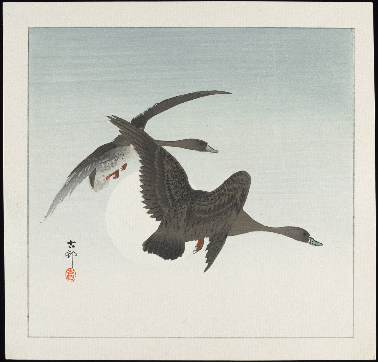 Gjess på flukt, før 1912 av Ohara Koson