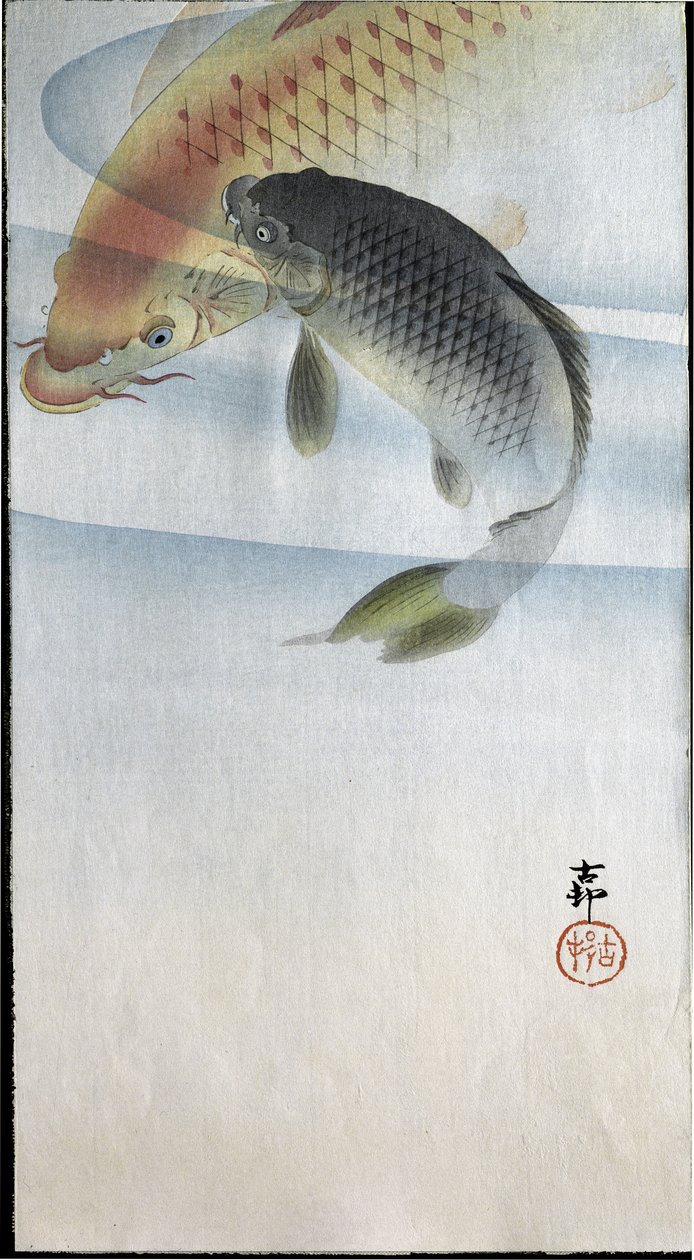 To karper i en elv, 1907 av Ohara Koson