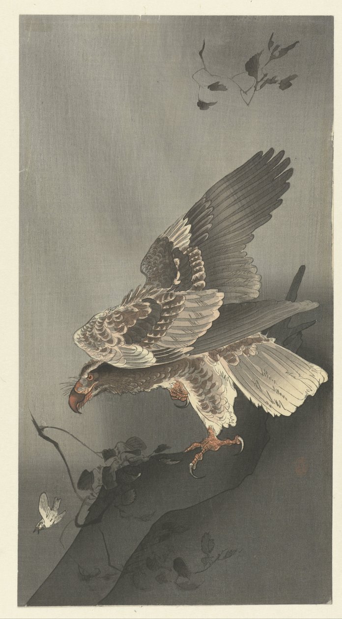 Ørn som lurer etter bytte av Ohara Koson