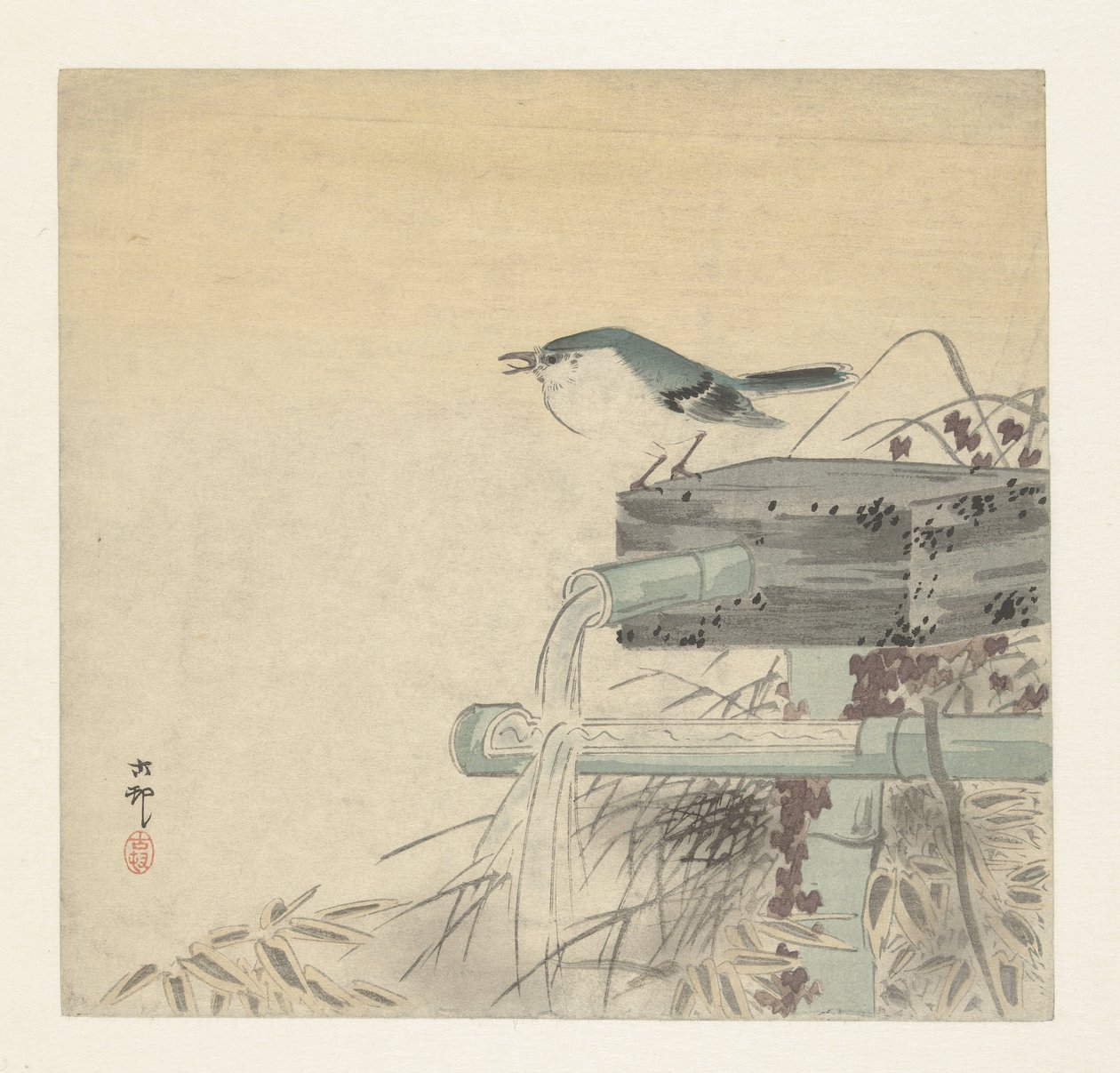 blå nattergal av Ohara Koson