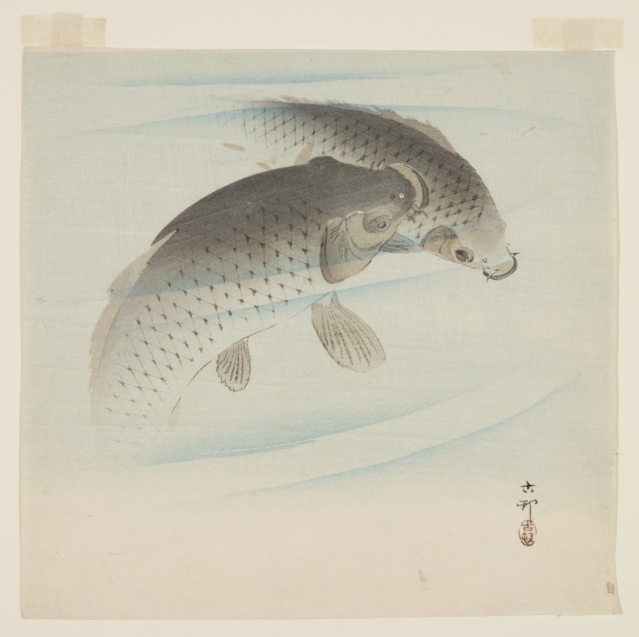 Karpe (Koi) (farget treblokktrykk) av Ohara Koson