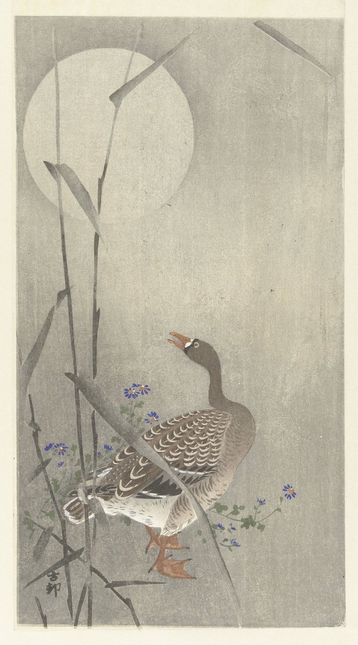 Gås ved fullmåne av Ohara Koson