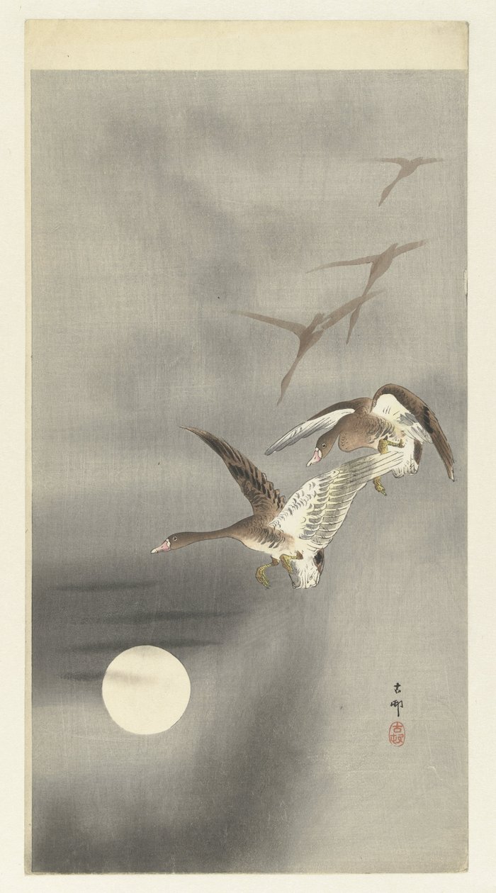 Gjess i flukt av Ohara Koson
