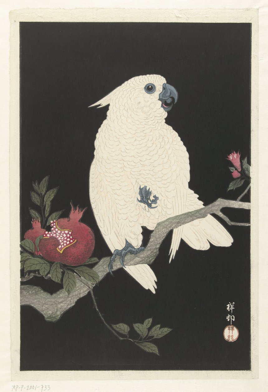 Kakadu og granateple av Ohara Koson