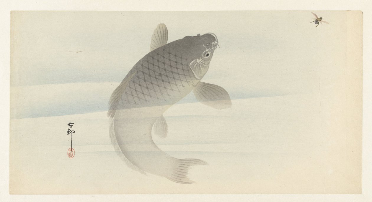 karpe og flue av Ohara Koson