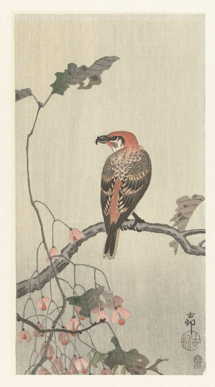 Korsnebb på tregren av Ohara Koson