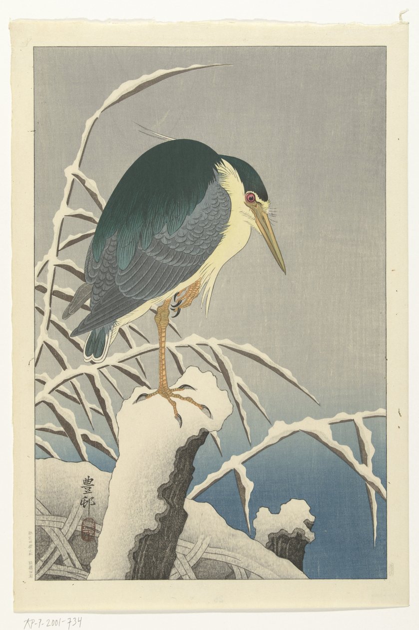 Hegre i snø av Ohara Koson