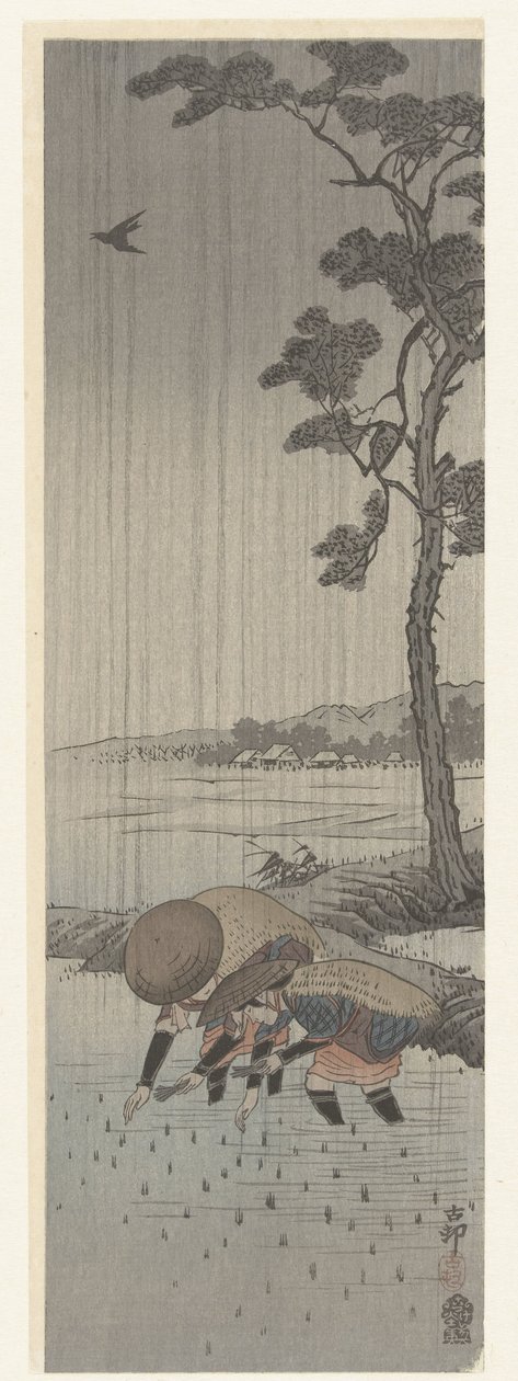 Risplantere i regnet av Ohara Koson