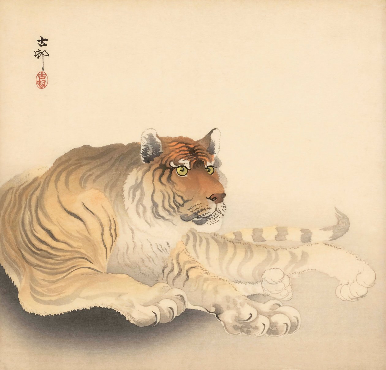Tiger, 1900-tallet (japansk trykk) av Ohara Koson