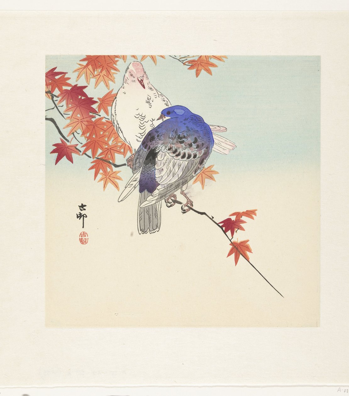 To duer på høstgren av Ohara Koson