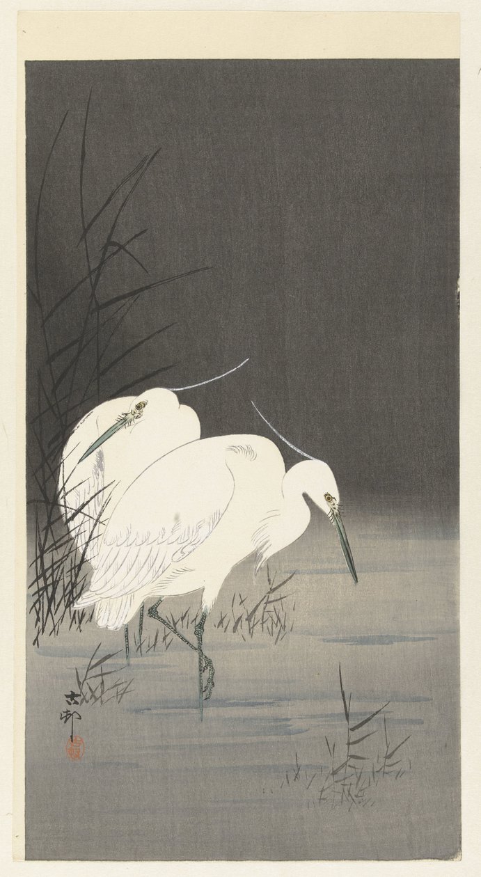 To egrets i sivet av Ohara Koson