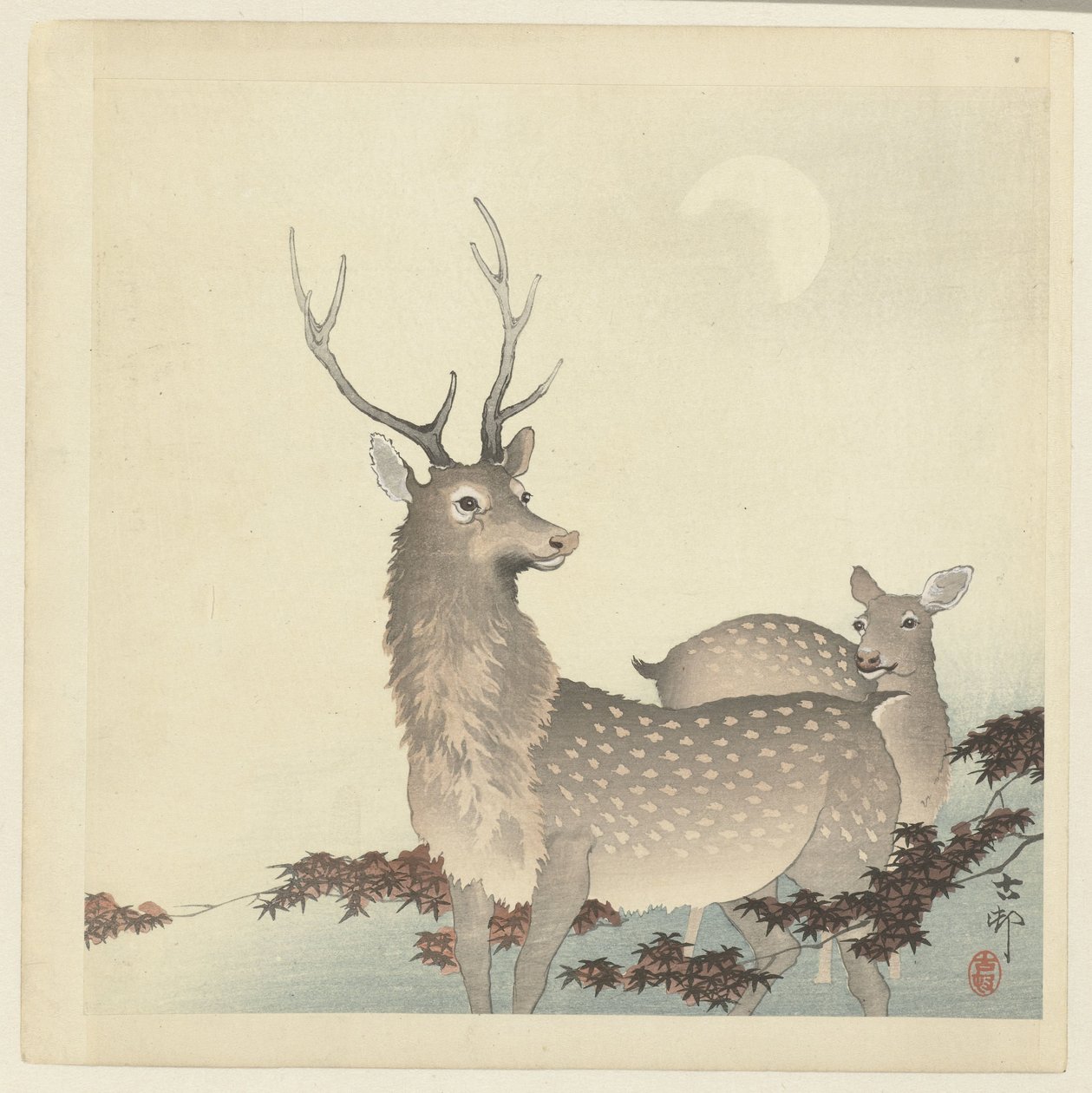 To hjort av Ohara Koson
