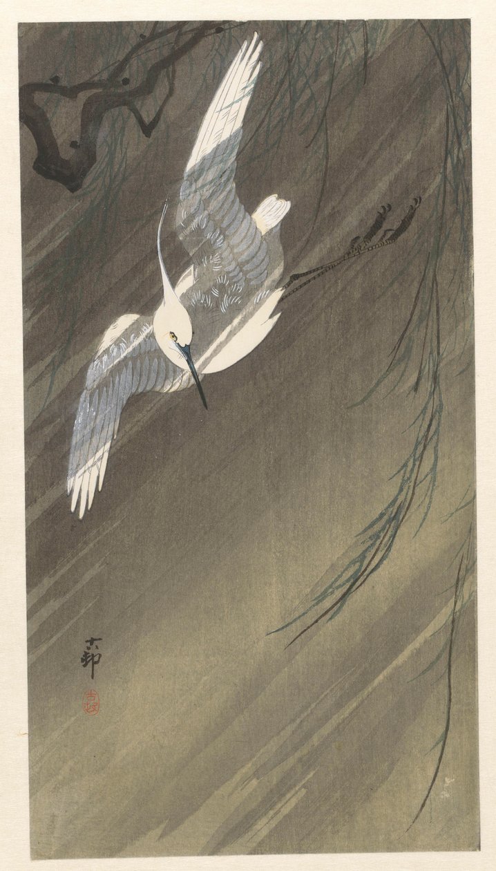 Egret i storm av Ohara Koson