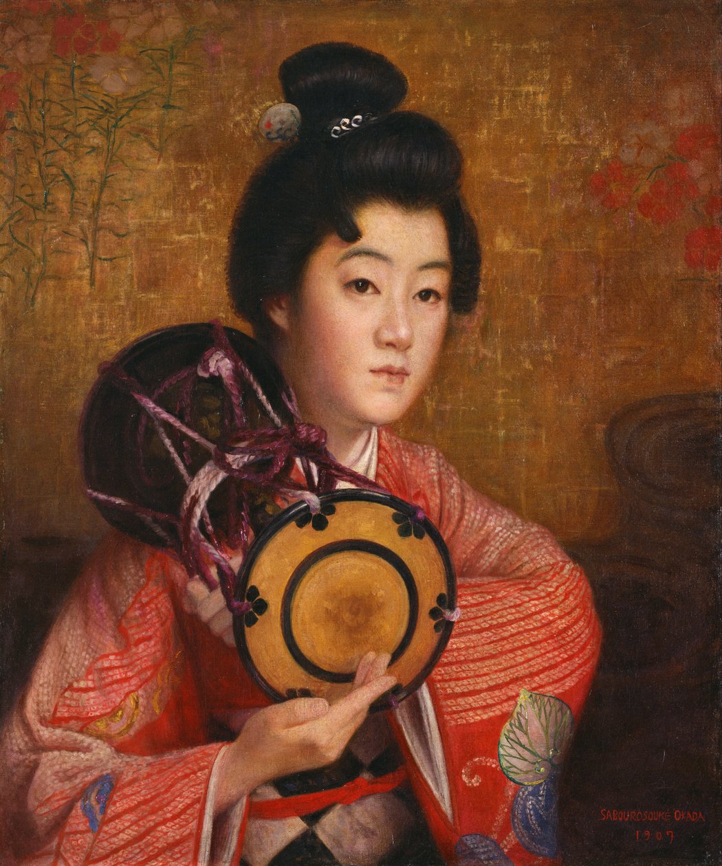 Portrett av en dame av Okada Saburosuke