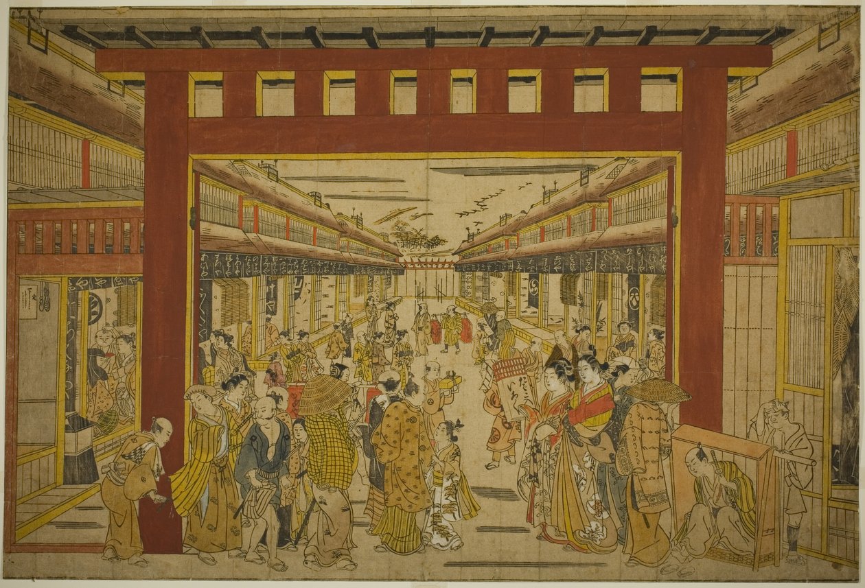 Inne i Jo Tae Yoshiwara av Okumura Masanobu