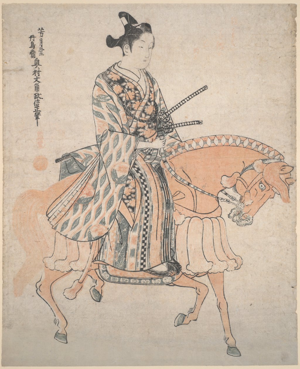 Adelsmann på hest av Okumura Masanobu