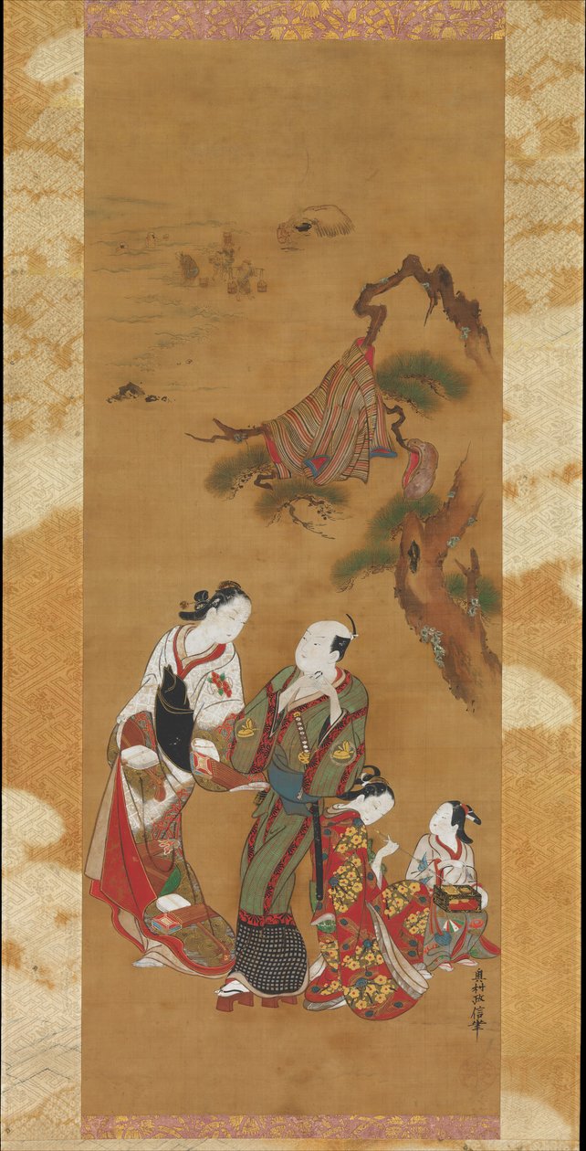 Yukihira og Two Brinemaidens på Suma, 1700-tallet. av Okumura Masanobu