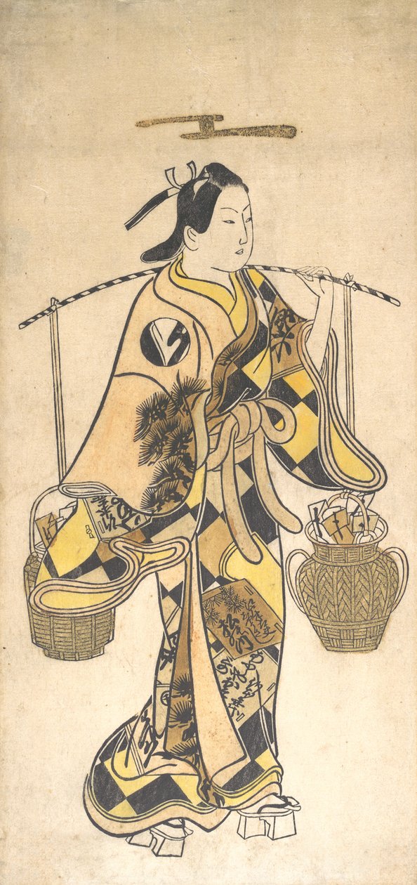 En ung mann som selger av kjærlighetsprofetier, ca. 1730-tallet, ca. 1730-årene. av Okumura Toshinobu.