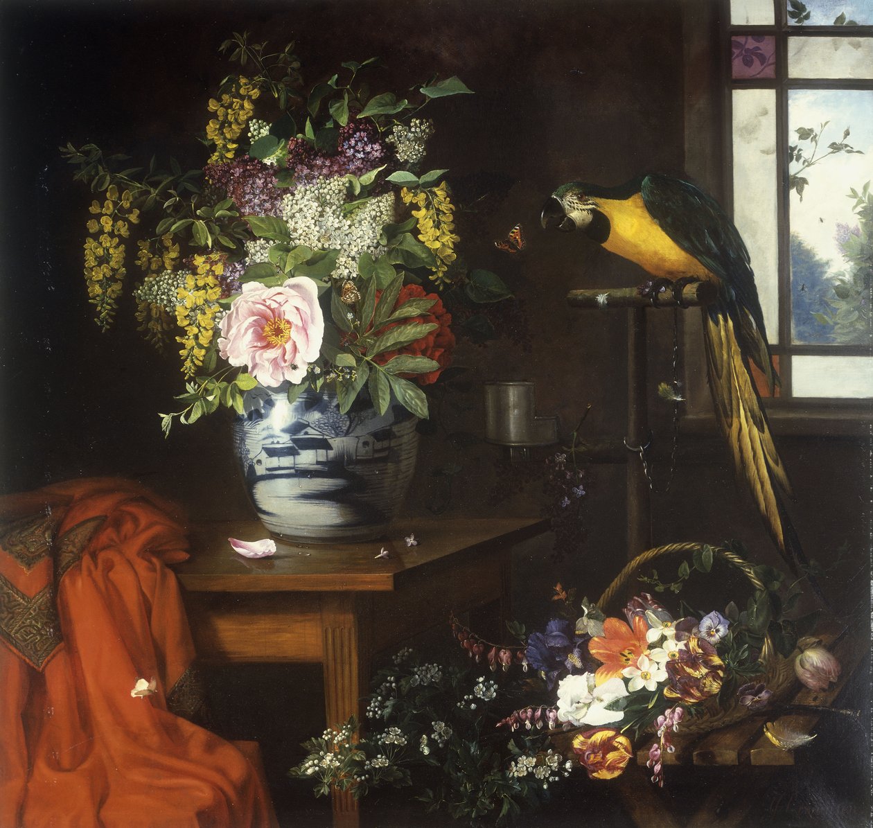 Stilleben med en vase med blomster, 1874 av Olaf August Hermansen