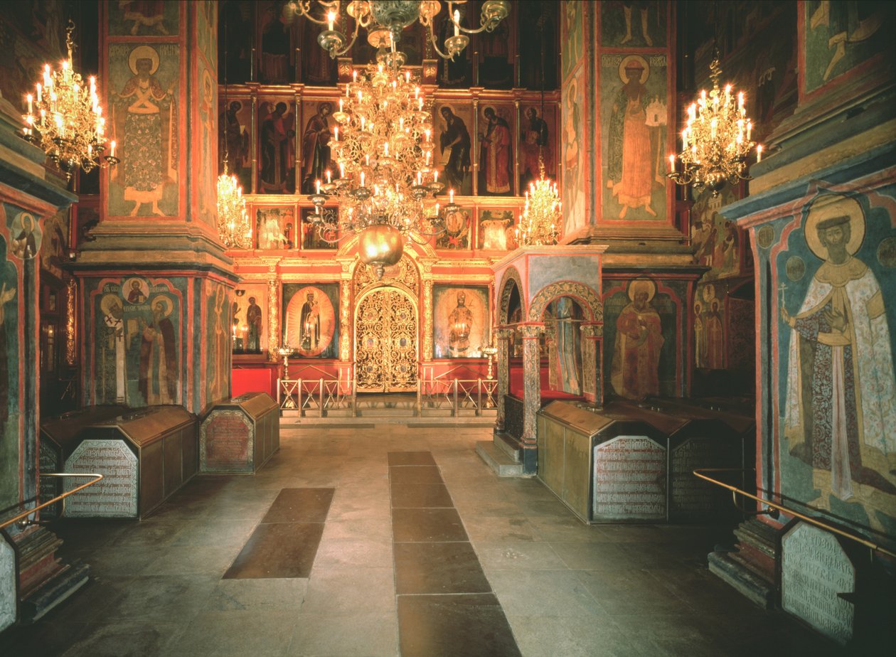 Interiøret i erkeengelen Michael-katedralen i Kreml i Moskva, 1679-1681 av Old Russian Architecture