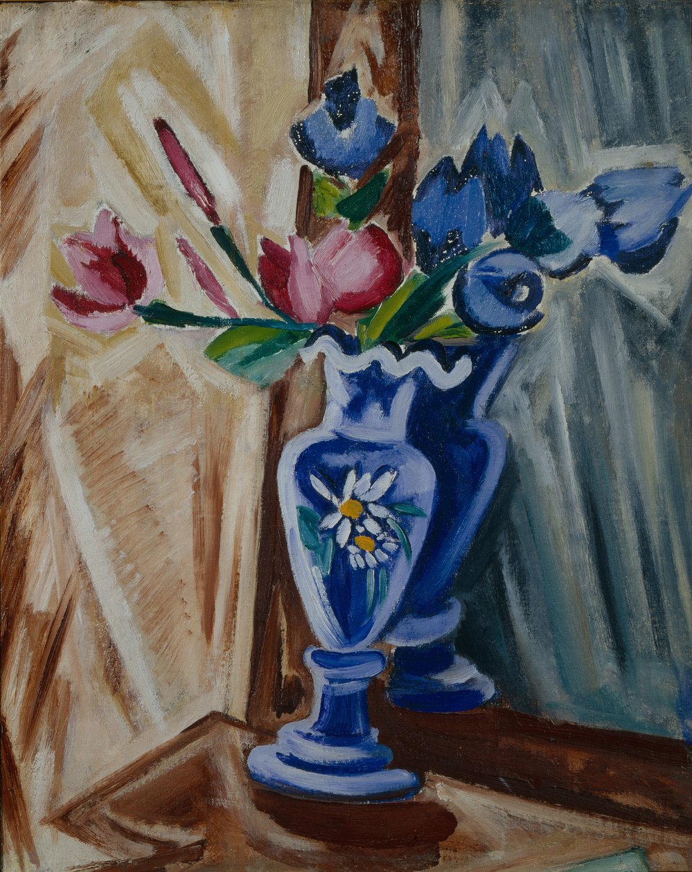 Blå vase med blomster, 1913 av Olga Rozanova