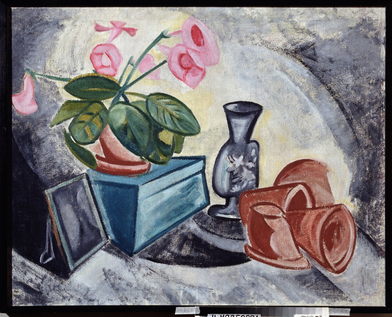 Stilleben med rosa blomster. Maleri av Olga Vladimirovna Rozanova (1886-1918), olje på lerret av Olga Wladimirowna  Rosanowa