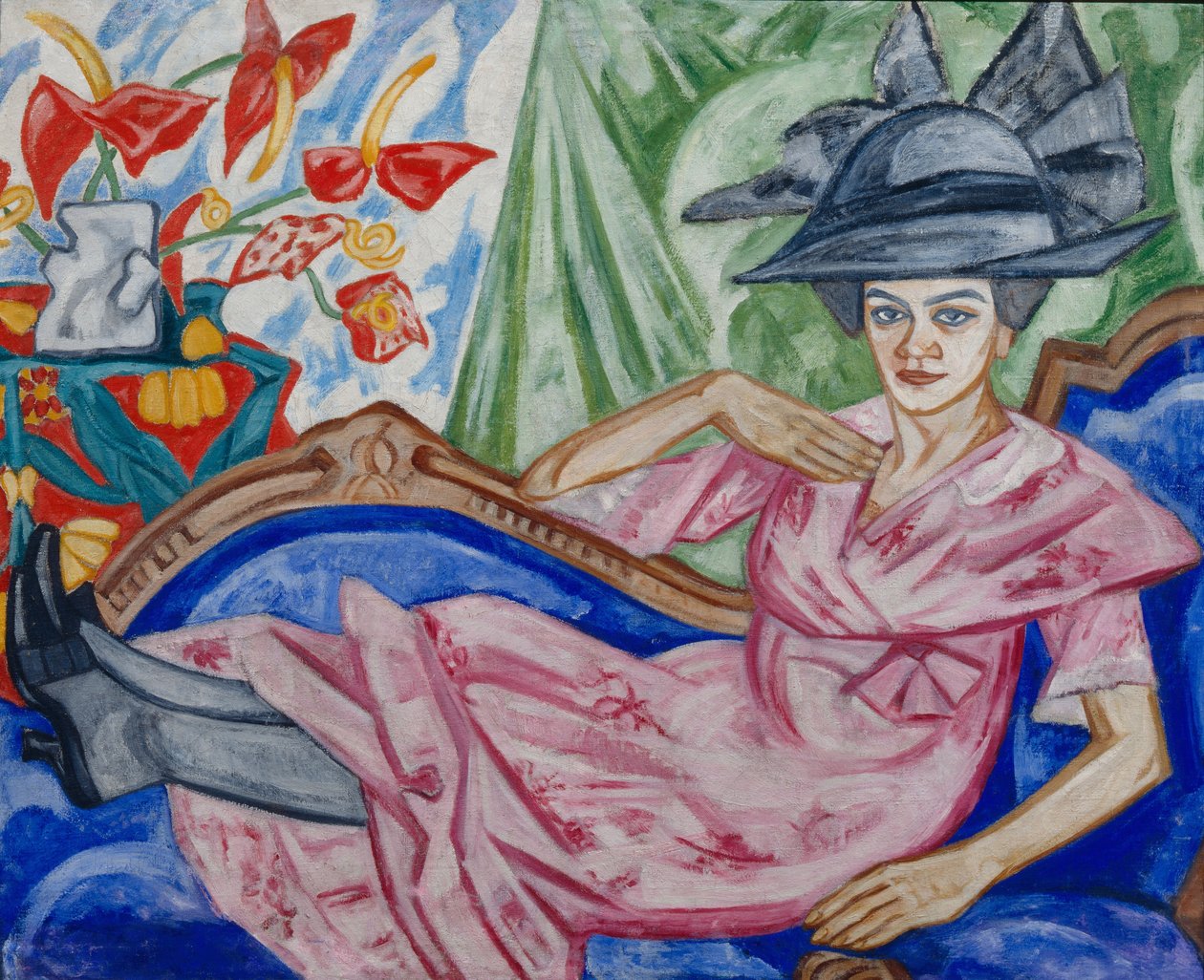Portrett av kunstnerens søster, 1912 av Olga Rozanova