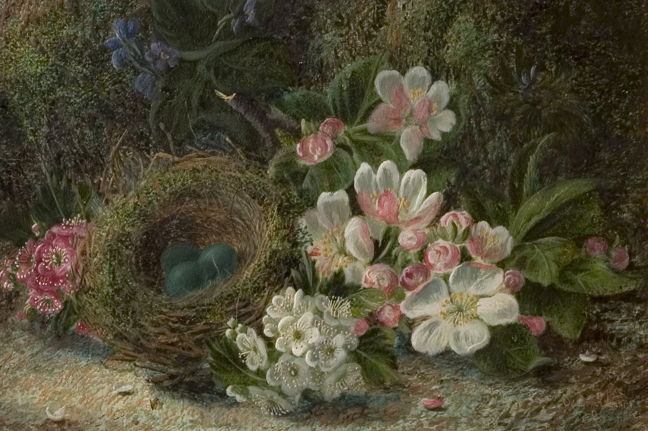 Fugleredet med eple og hagtornblomst, 1893 av Oliver Clare