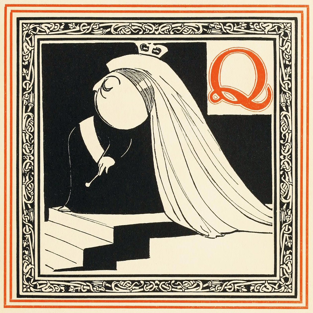 Q is the Queen, så edel og fri, fra An Alphabet of Celebrities, pub. 1899 av Oliver Hereford