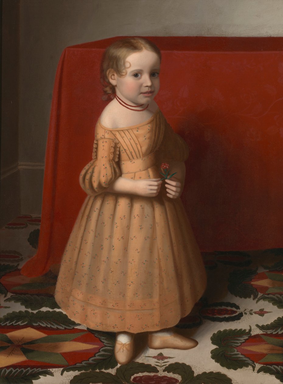 Portrett av en ung jente med rose, ca. 1838. av Oliver Tarbell Eddy