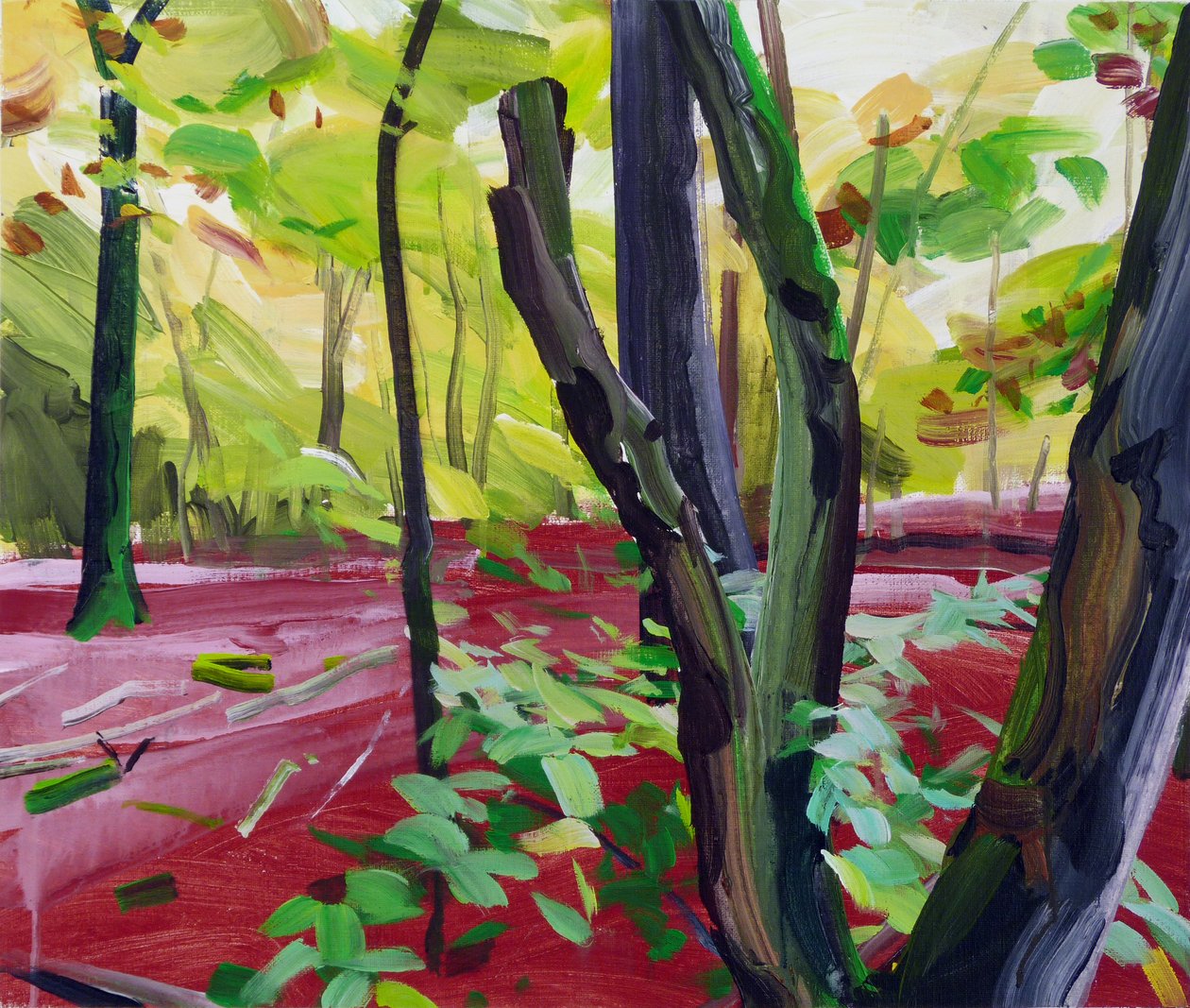Forest 16,2017 (akryl på lerret) av Olivier Morel