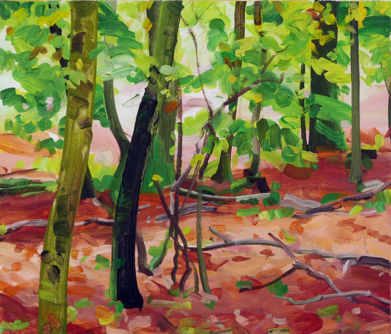 Forest 17,2017 (akryl på lerret) av Olivier Morel