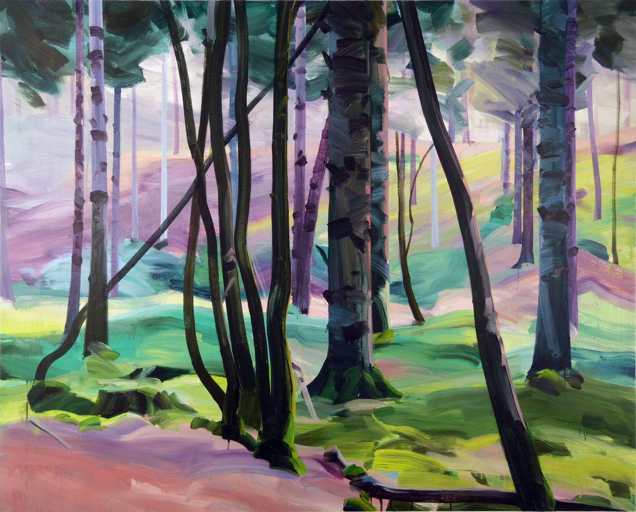 Forest 28,2017 (akryl på lerret) av Olivier Morel